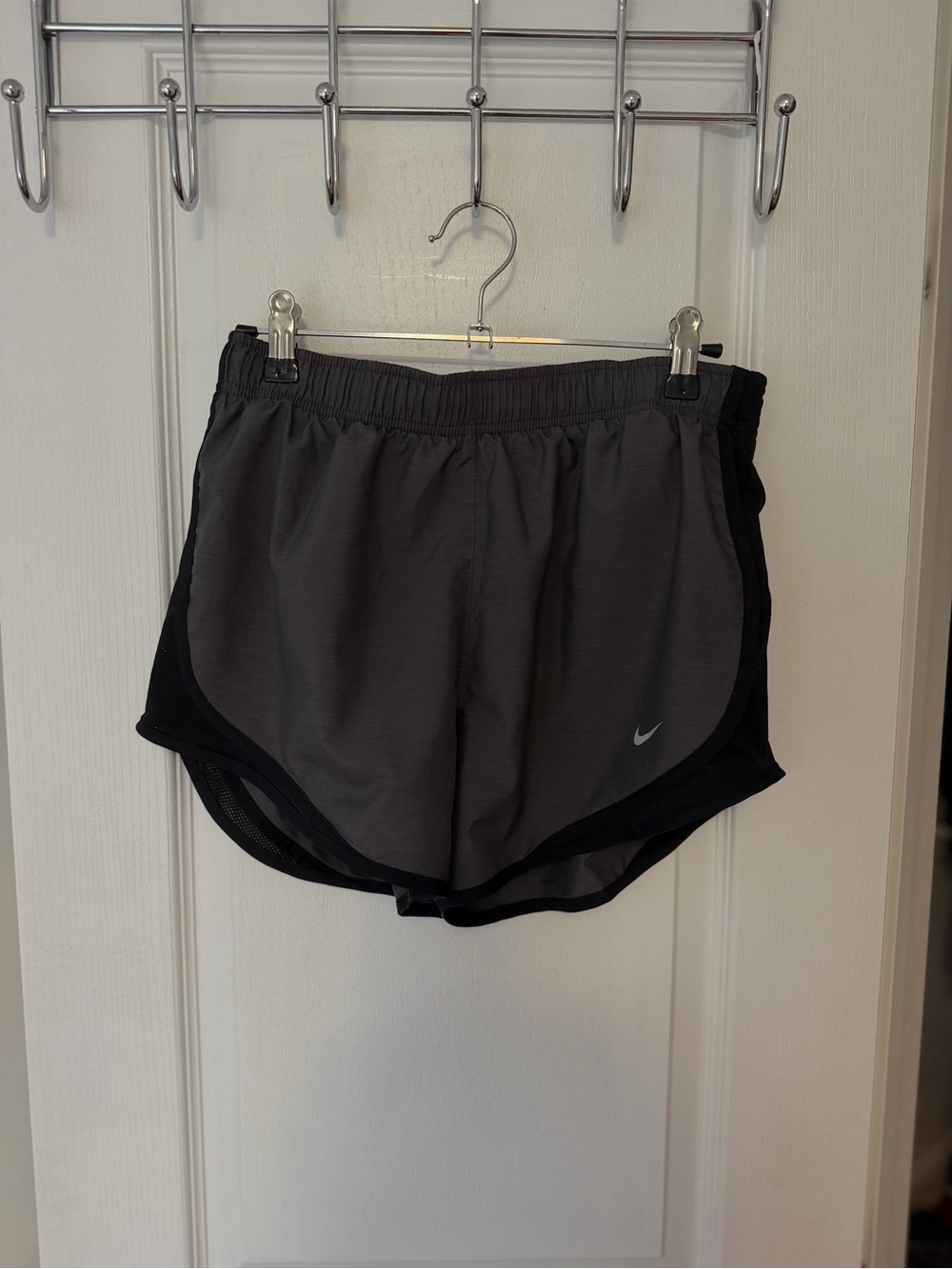 Nike Women's Grey Athletic Running Shorts with Black Trim